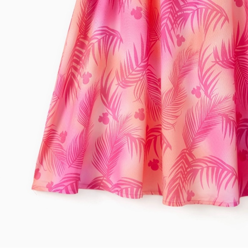 Women Disney Mickey and Friends Tropical Style Sleeveless Pink Dress w Belt Set - Picture 7 of 11